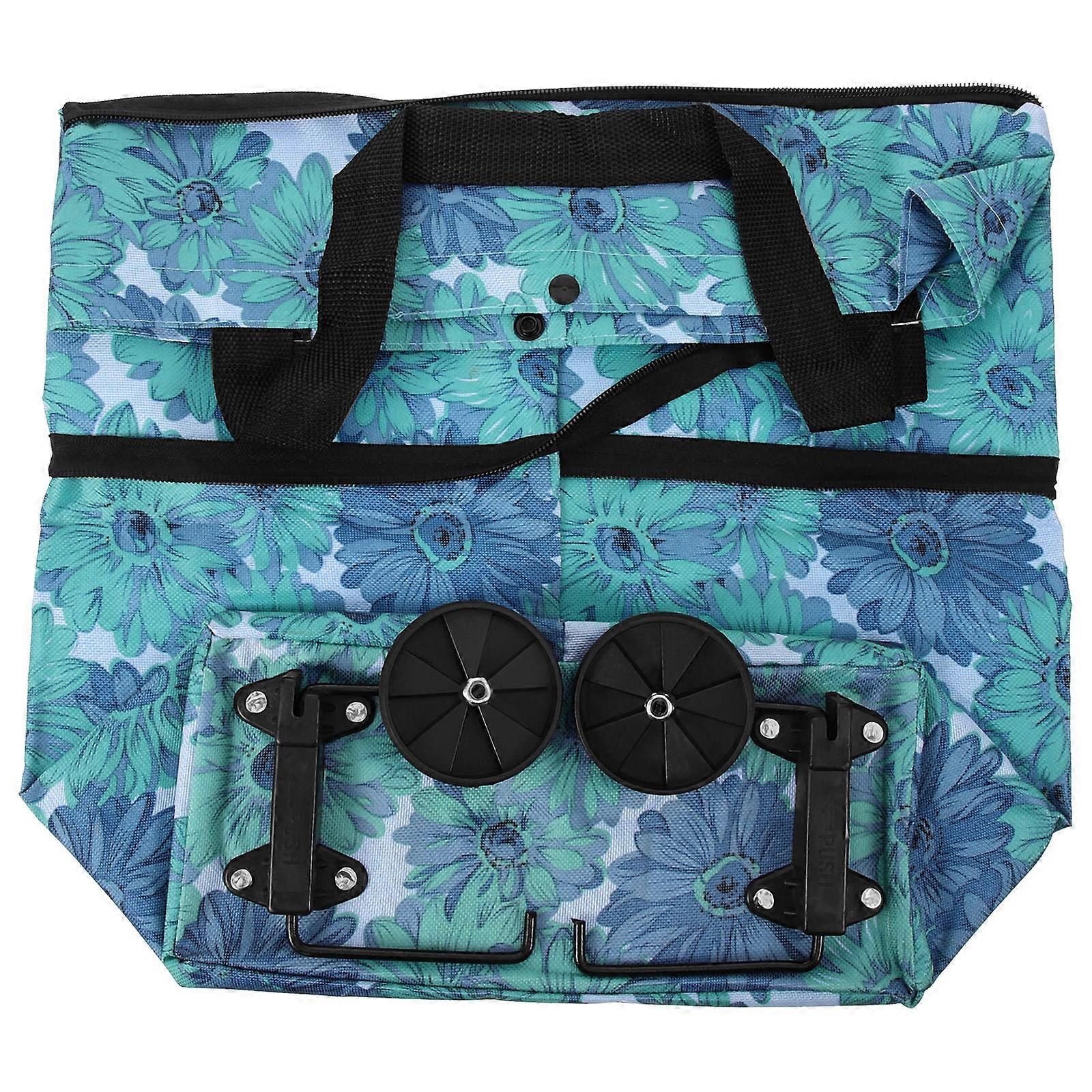 Lightweight Foldable Shopping Cart with Wheels and Ergonomic Handle, Portable Polyester Rolling Trolley Bag for Grocery, Supermarket, and Travel Use