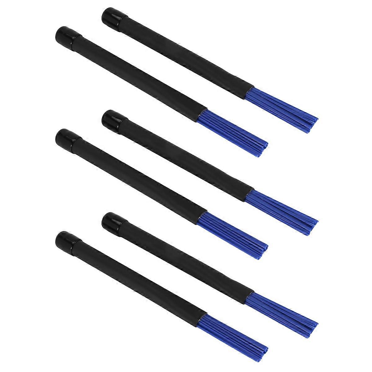 1 Pair Black Handles Jazz Drum Brushes Sticks Blue Nylon 32cm