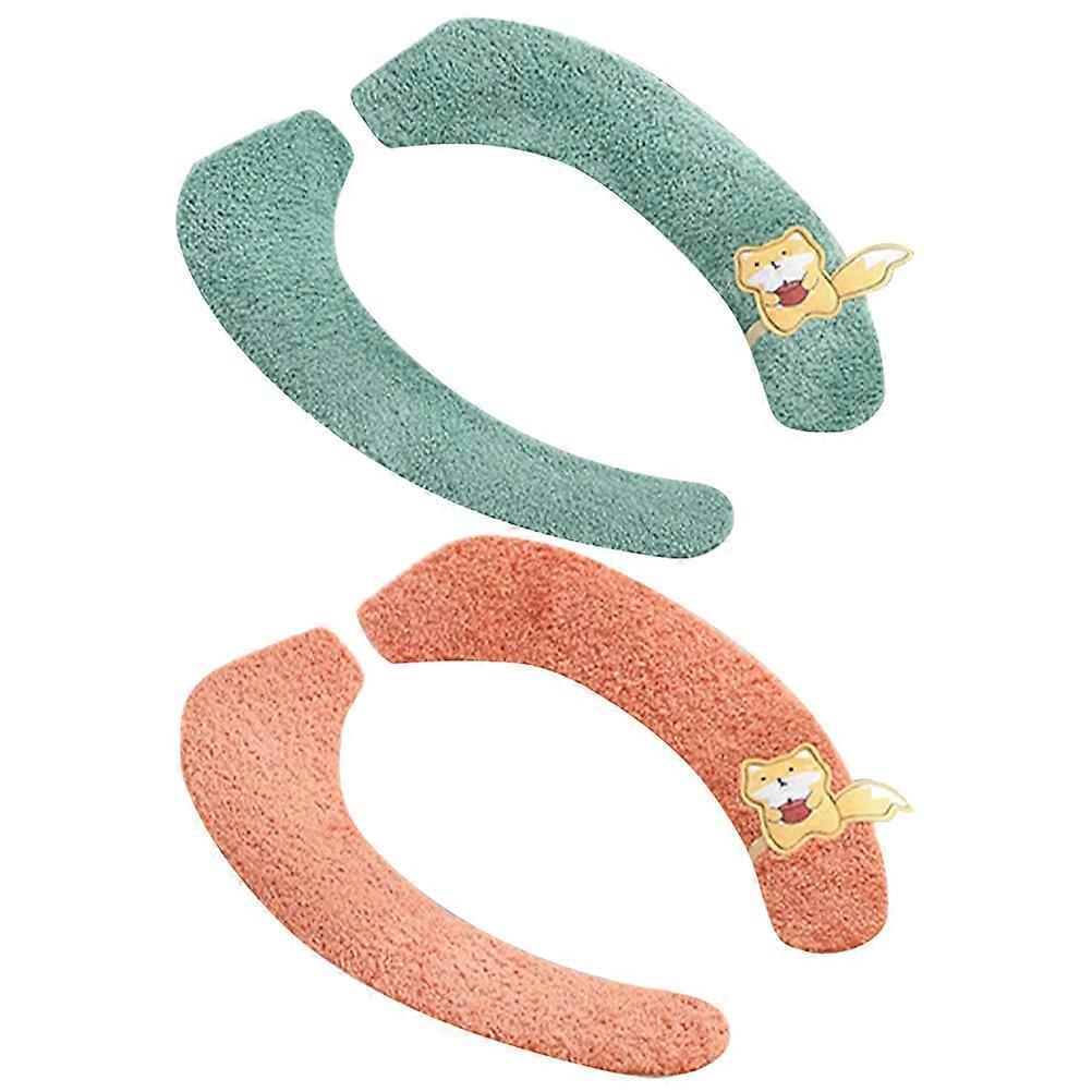 2 Pairs Washable Toilet Seat Covers Soft, Non Slip, Warmer Cushions for Bathroom Use Easy Install & Clean Random Design for Comfort and