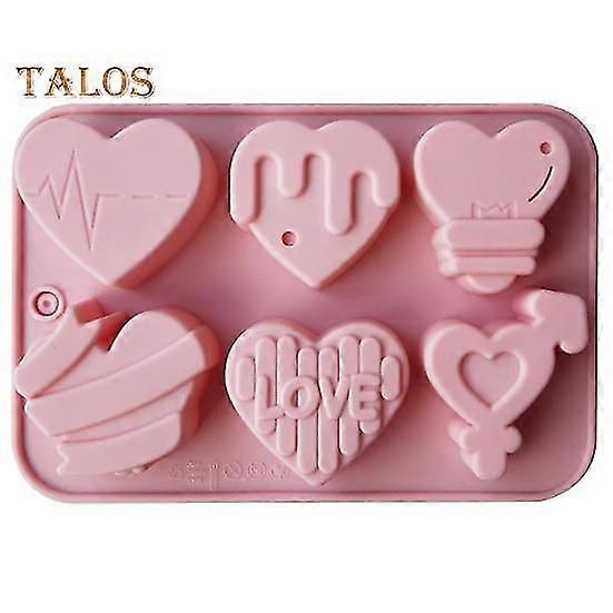 Candy Mold Heart Shape Reusable Non-stick Durable 6 Cavity Simple Operate Clay Mold for Cooking