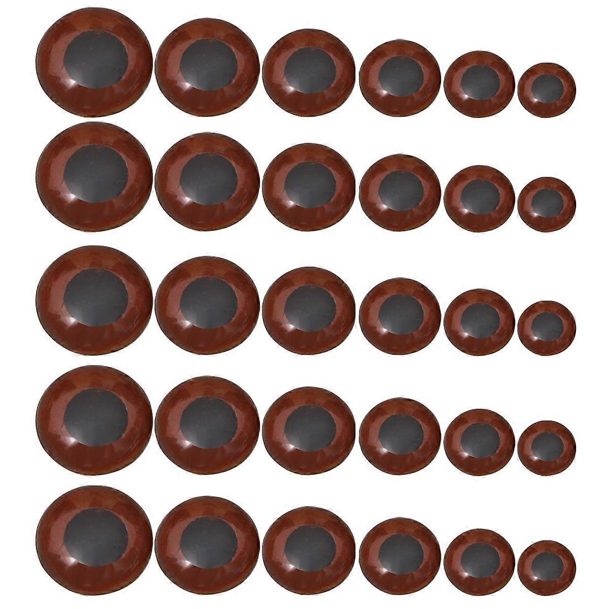 120 Pcs Multi-size DIY Résine Patch Simulation Poupées Yeux Yeux Colorés Animaux Poupée Yeux Accessoires pour DIY Art Craft Jouets Fournitures (Marron)