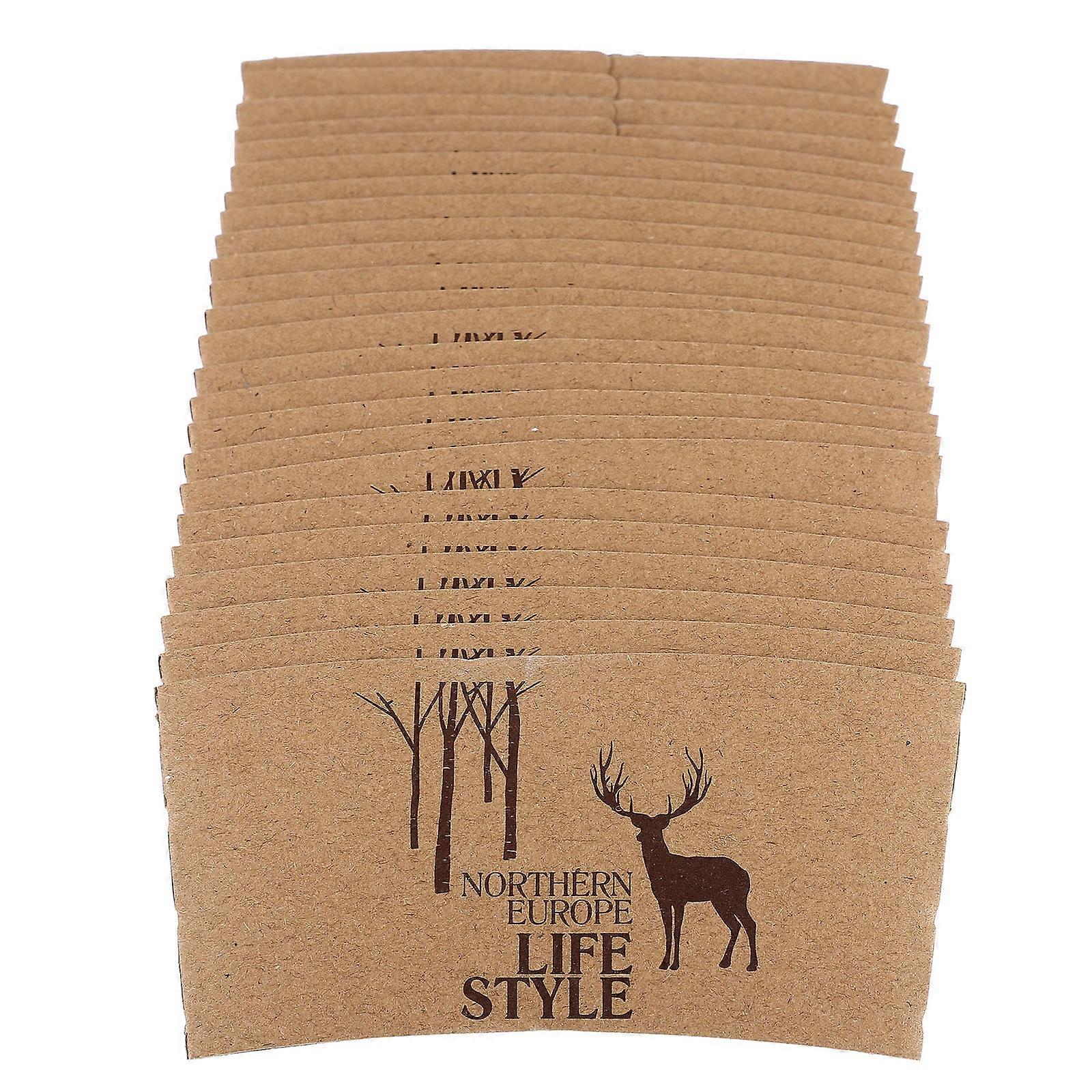 Cup Protective Sleeve Paper Sleeves Non-slip Protect Hands Home Use Classic Kraft Paper 100Pcs