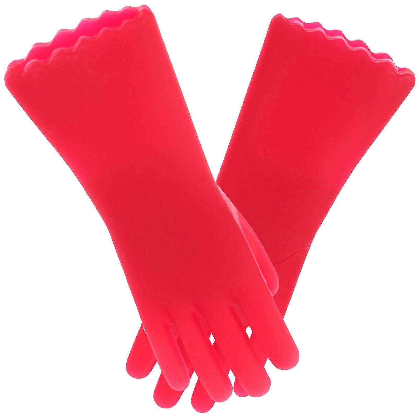 Mini Cleaning Gloves Model Small Kitchen Cleaning Gloves Red 3.50X1.30X0.30cm Plastic 1 Pair