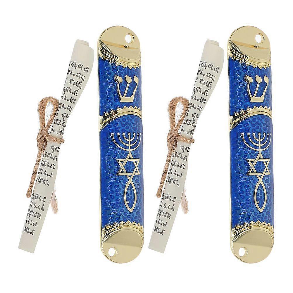 3 Sets Messianic Seal Mezuzah Case: 4.1inch Jewish Mezuzah With Scroll Included - Metal Scroll Case Hebrew Decor - House Blessing For Jewish Family