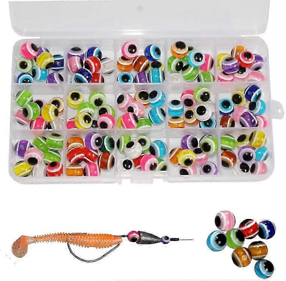 Assorted 8mm Fish Eye Beads for Fishing - 50 Count Mixed Colour Pack