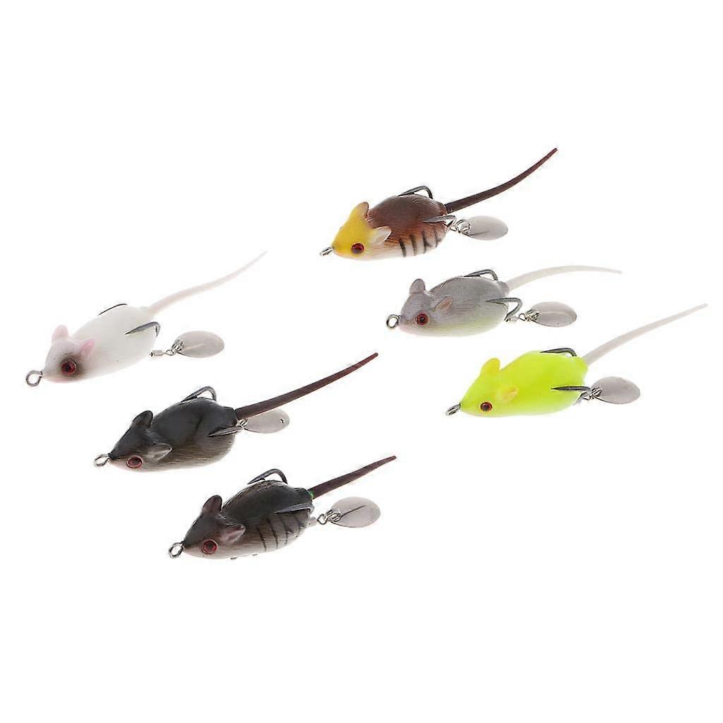 6 Pieces Soft Water Mouse Fishing Lures for Bass, Rat Bait Spinnerbaits, Realistic Design, Durable Material