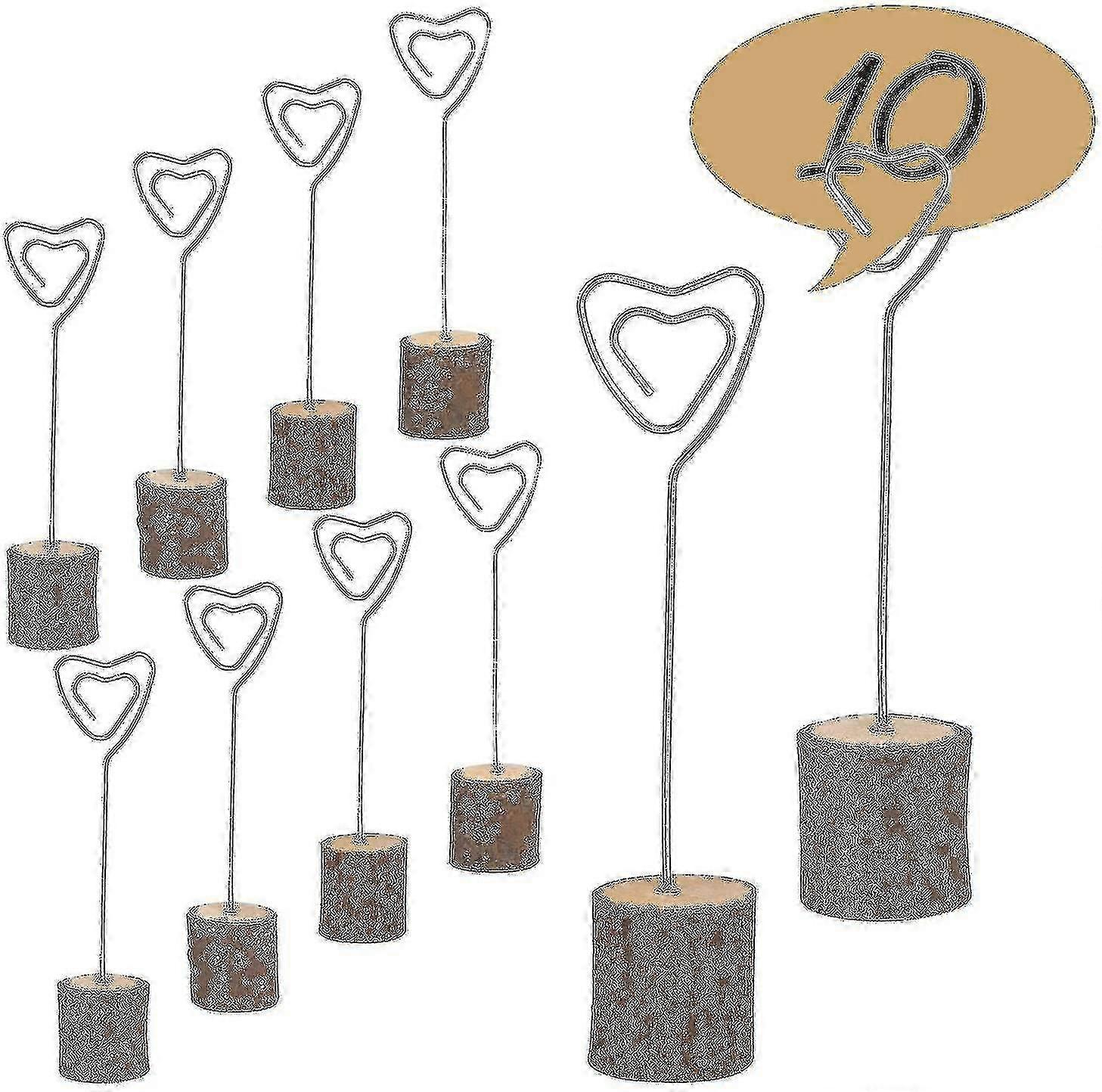Tarjeteros de 10 piezas con base de madera y clip de corazón