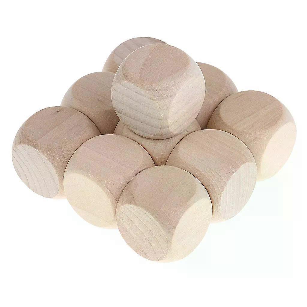 10pcs 30mm Blank Dice Cubes Round Corners Wooden D6 Math Dices Set for Board Wood Blank Dice DIY Table Games Dice Game Dice Prop