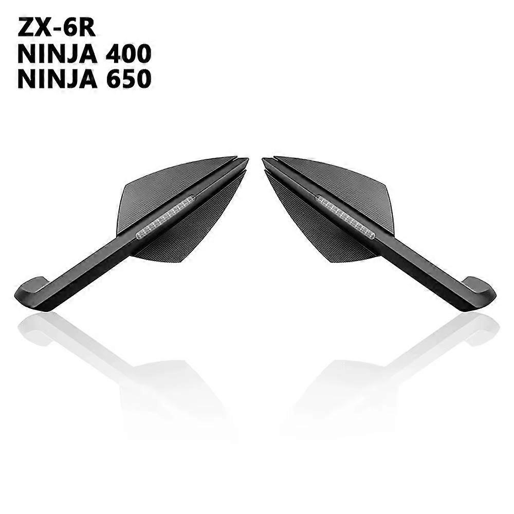 Suitable ZX6R Rearview Mirrors Rear View Side Mirror with LED Lights For Kawasaki Ninja 400 650 ZX-6R ZX-10R ZX10R Motorcycle Parts New