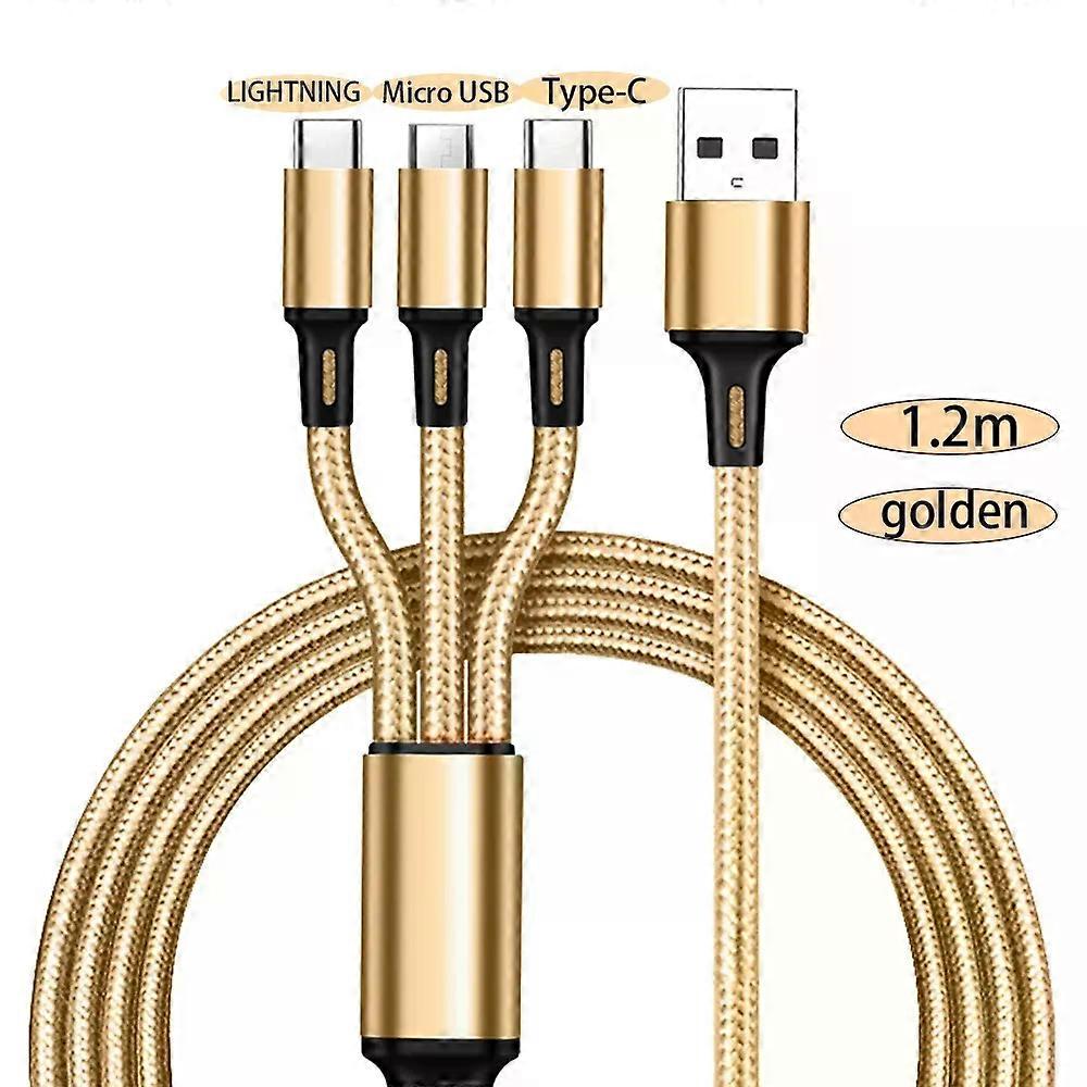 Stand 3 In 1 USB Charger Fast Charging Cable Type C Micro LIGHTNING Multi Charger Cable for iPhone Huawei Samsung Nylon Braided Cord