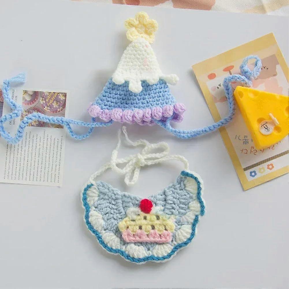 Cute and delicate adjustable pet birthday bibs, delicate cat collar, comfortable, elastic, for puppies, party hats