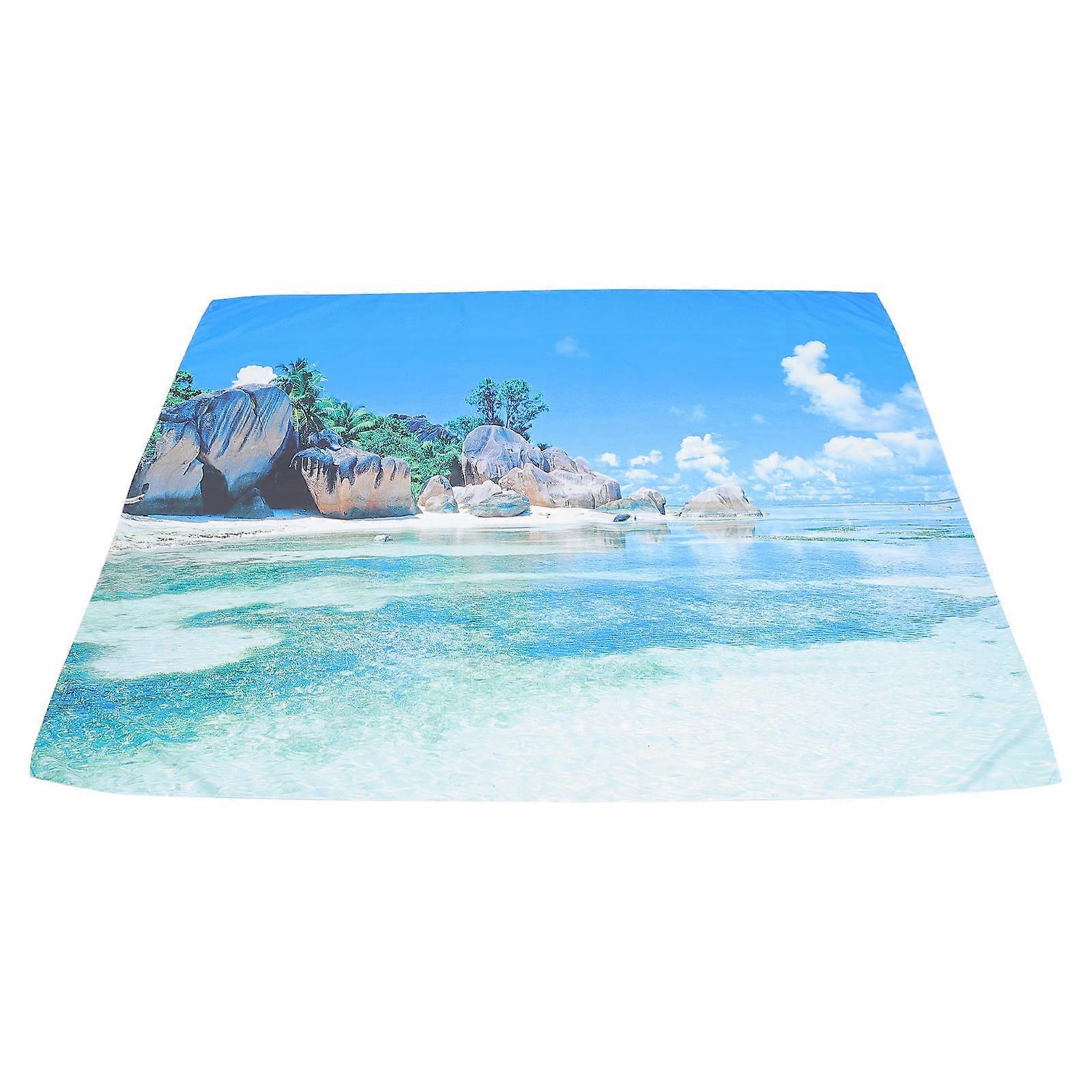Seaside Landscape Tapestry Home Decoration Sky-Blue Brushed Fabric Beach Style 150x130cm Wall Hanging 1Set