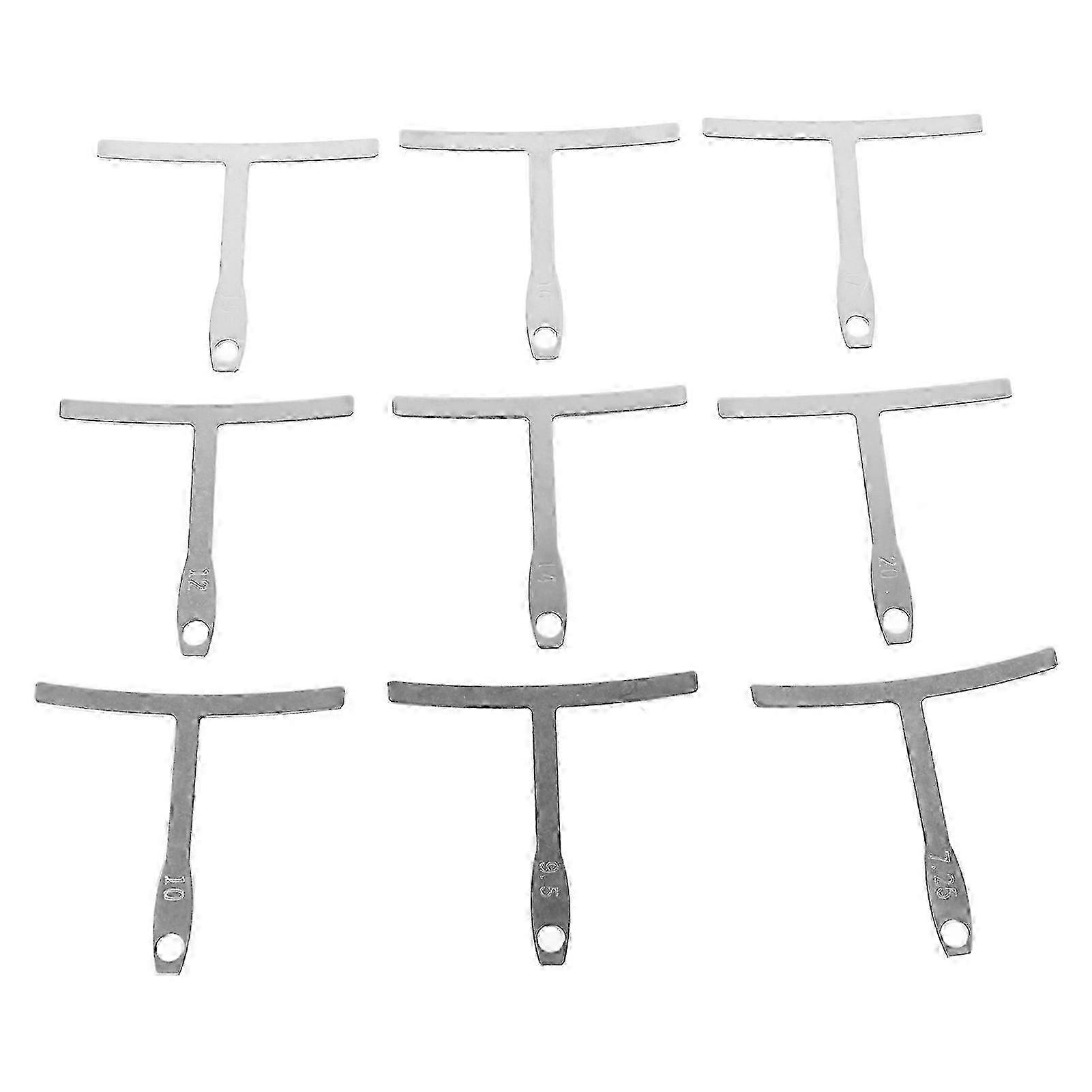 9-Piece Guitar Radius Gauge Set - Stainless Steel Under String Measuring Ruler for Luthiers & Guitar Setup Tool