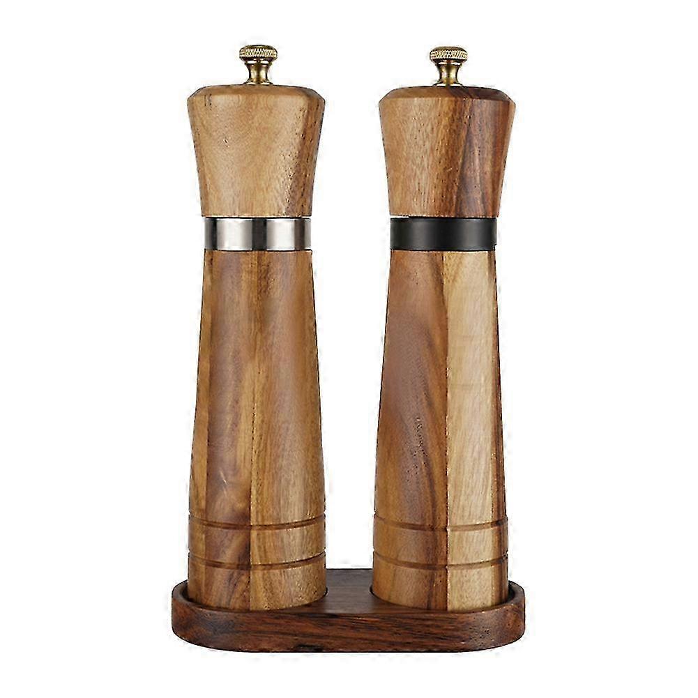 Wooden Salt and Pepper Mill Set with Adjustable Ceramic Coarseness