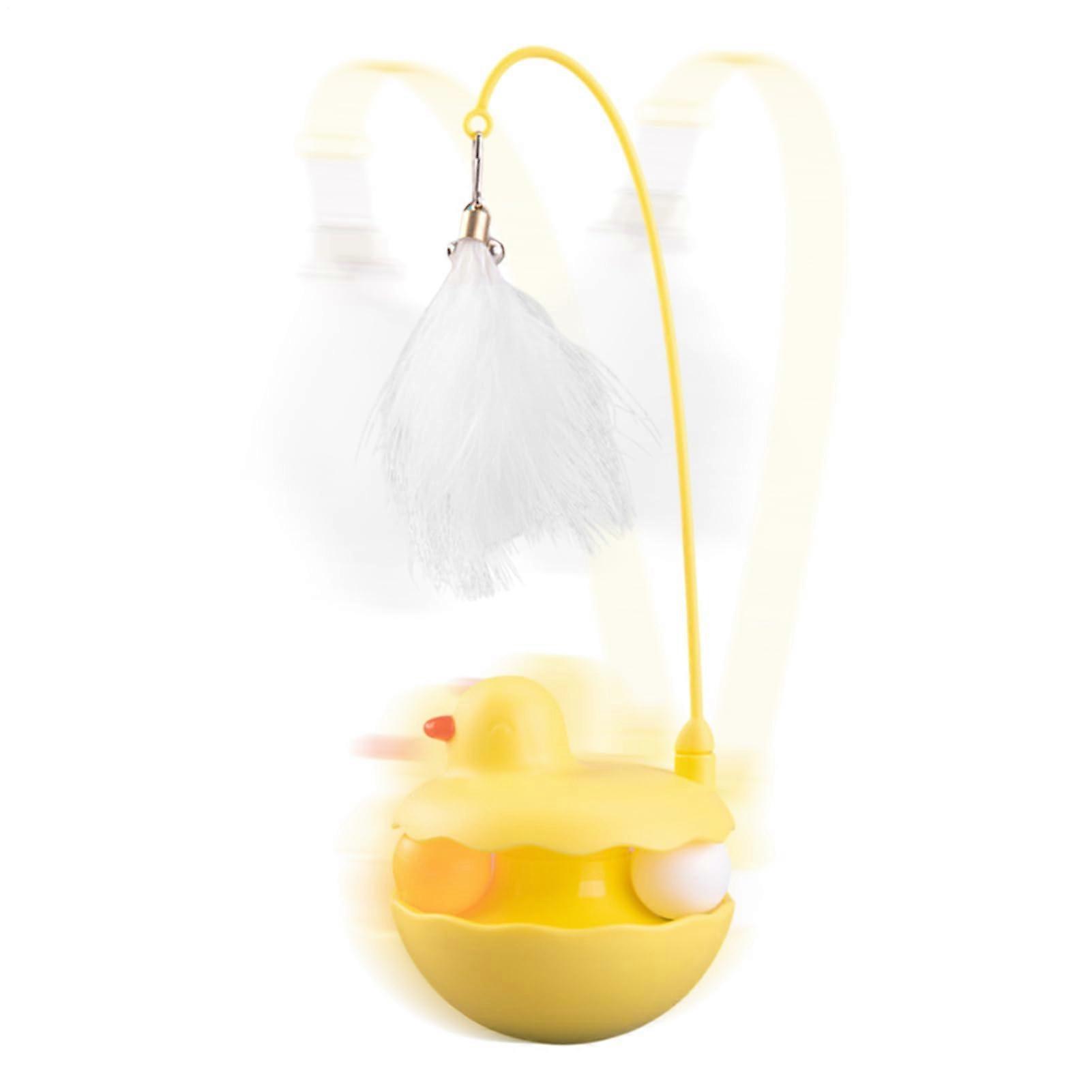 Interactive Cat Toy Removable Feather Duck-Shaped Light Resin Fun Stick Engaging Play, Yellow