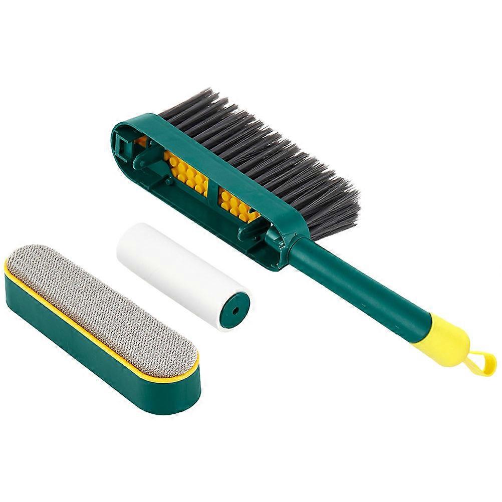 Handheld Dust Cleaning Brush with Soft Bristles for Home Furniture and Pet Hair Green 3 in 1 Design