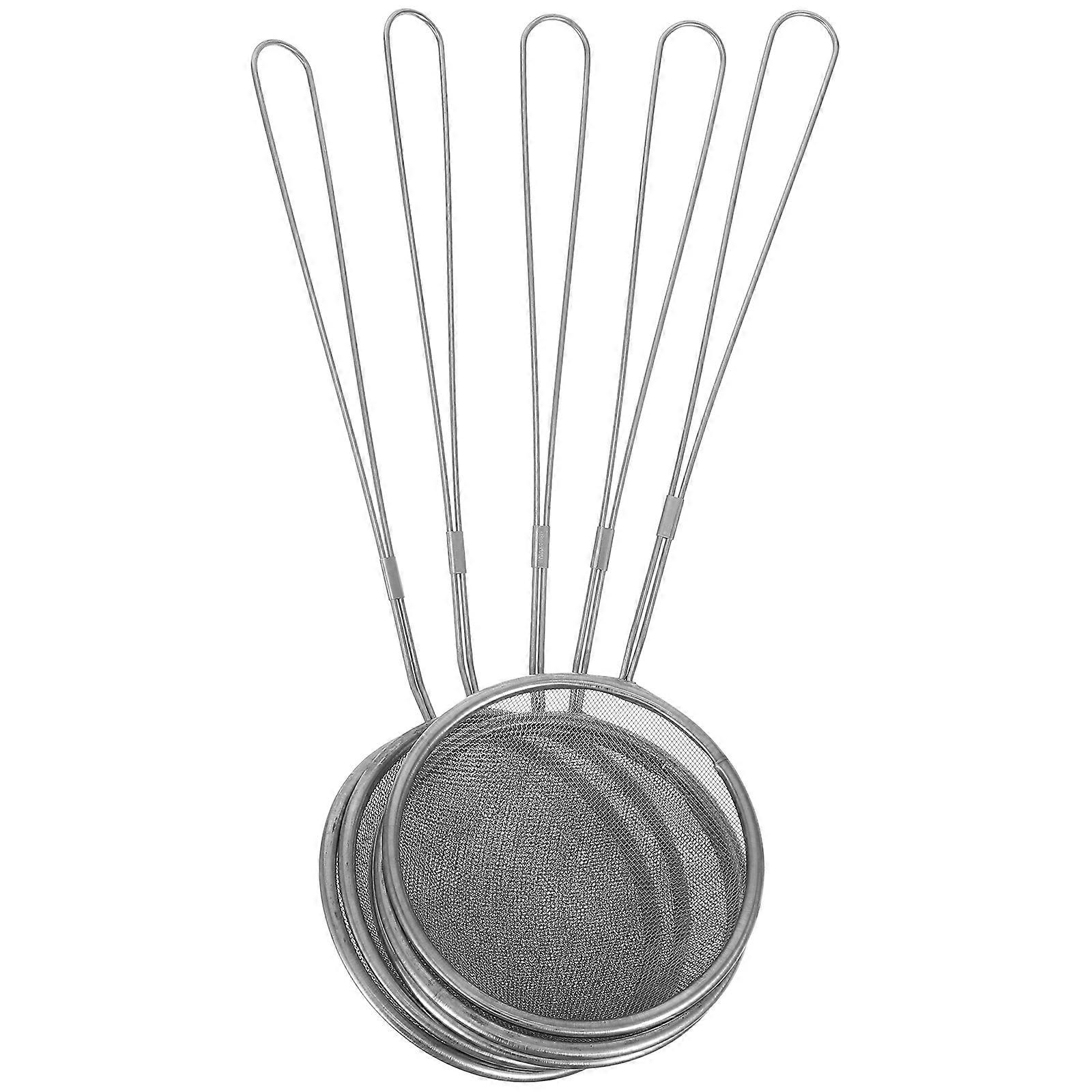 Fine Mesh Sieve Strainer Deep Frying Home Users 10cm Silver Skimming 5Pcs
