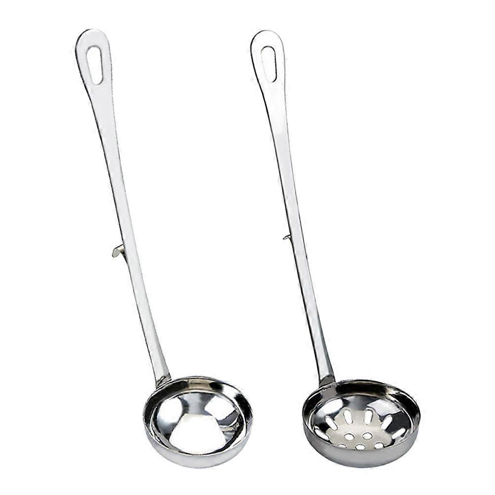 Stainless Steel Soup Spoons Set with Hook Perfect for Cooking and Serving 2Pcs 23.5 x 6 x 4cm