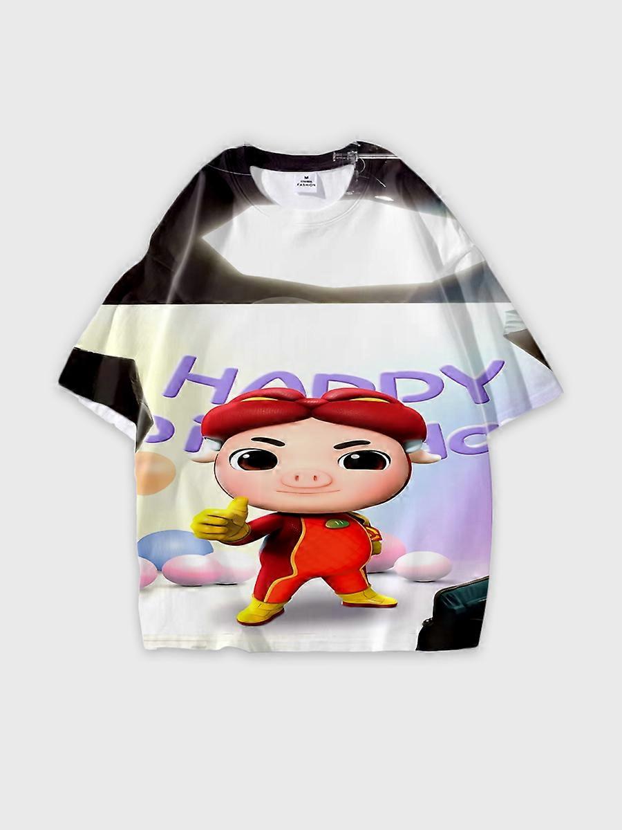 T-shirt round neck Animation Role Pattern loose short sleeve D16