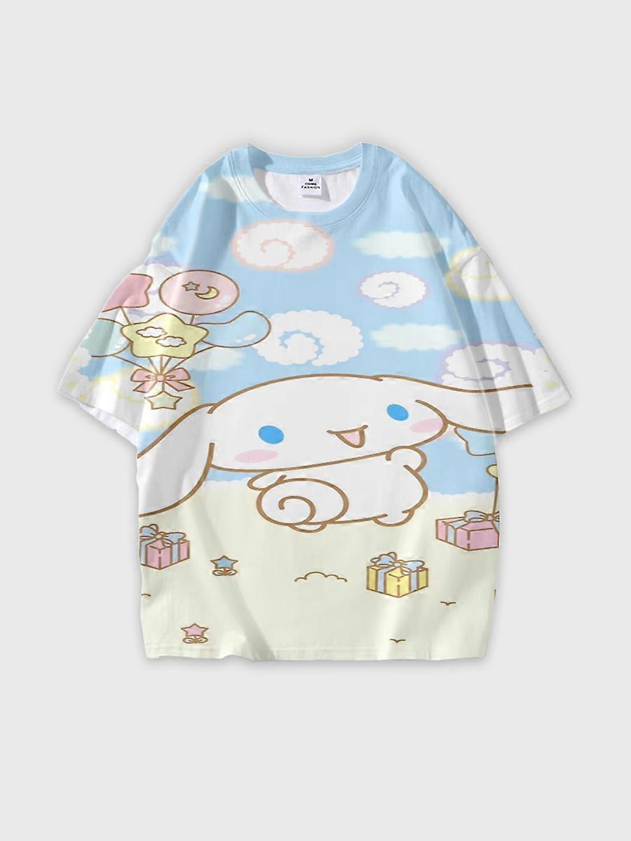 T-shirt round neck Cartoon Pattern loose short sleeve E2773