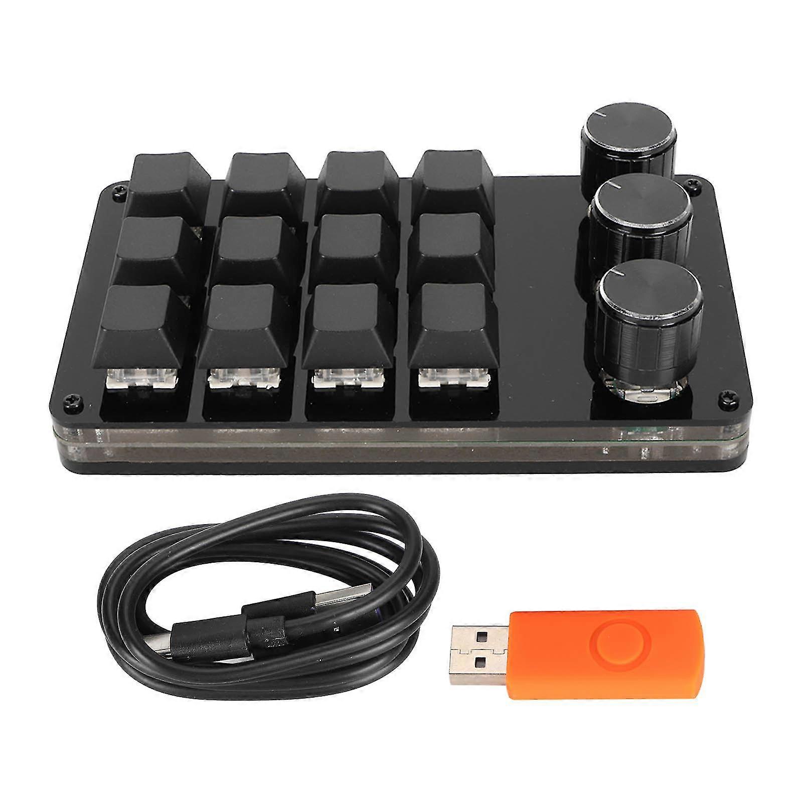 Mini 12 Keyboard with 3 Knobs Custom Program Hot Swappable Keyboard Cable Separation Blue Switch