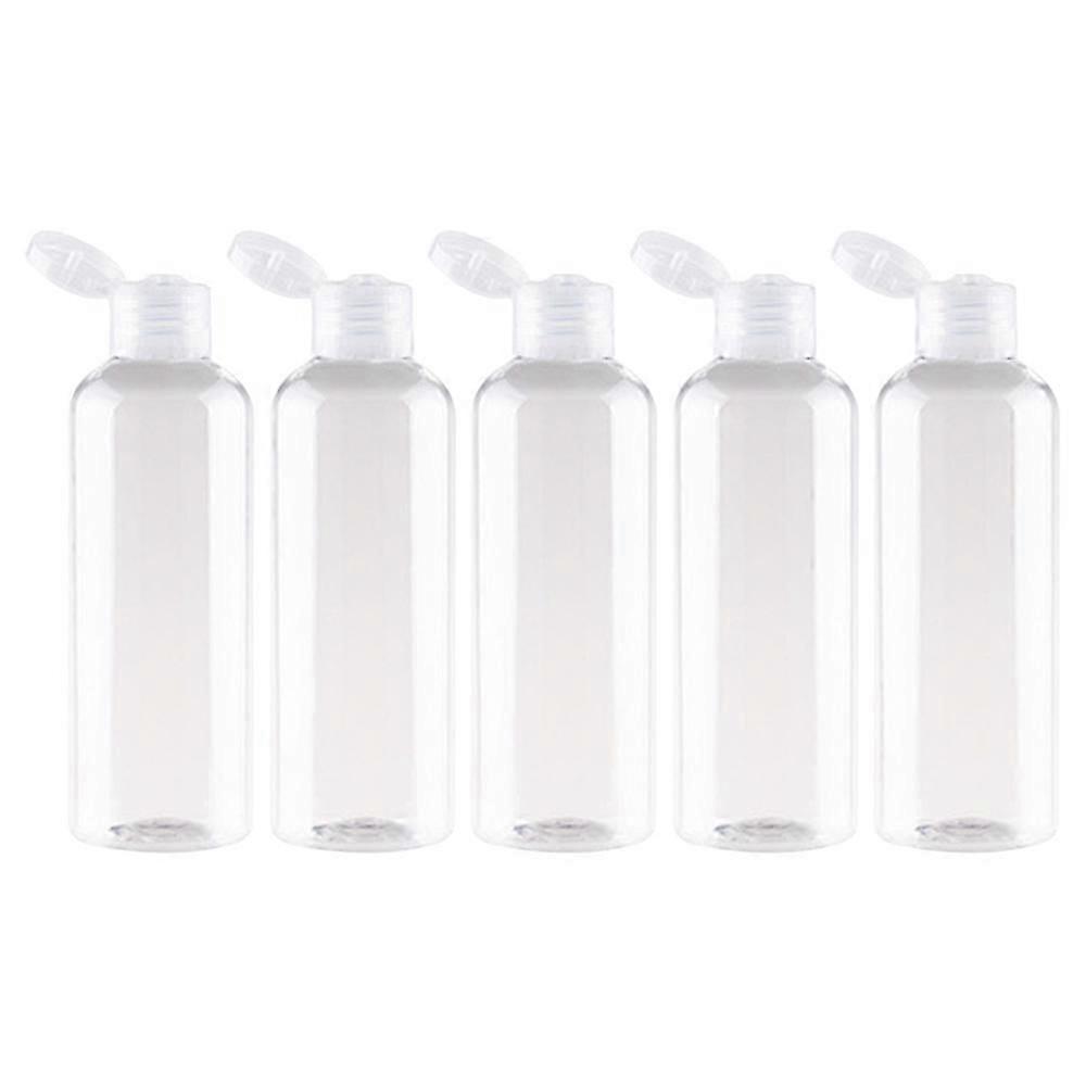 5pcs 100ml round shoulder PET plastic flip top bottle