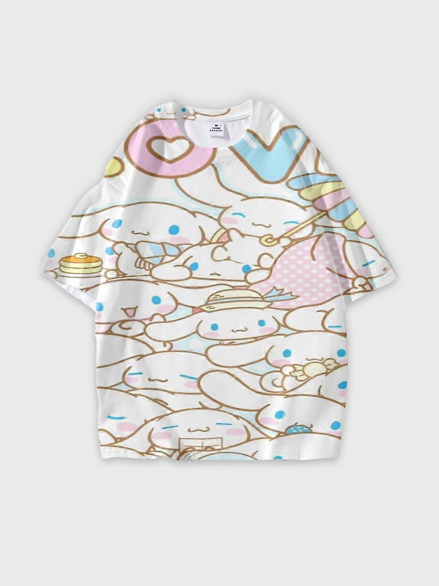 T-shirt round neck Cartoon Pattern loose short sleeve E2479