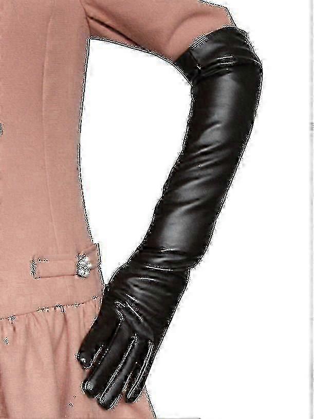 Damen Handschuhe Leder Seidiges Futter Lange über Ellenbogen Eleganter Fäustling 50cm