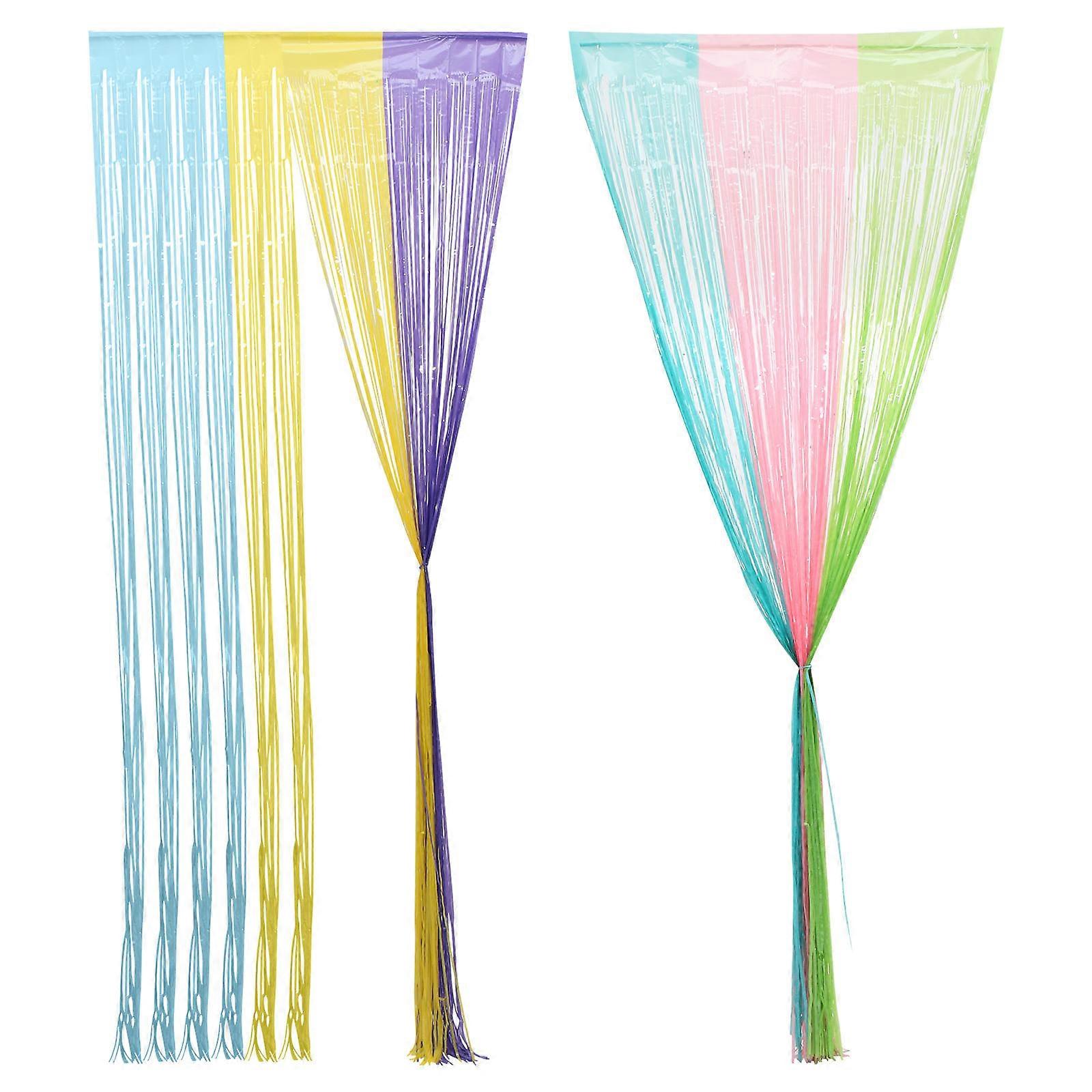 Photo Booth Props Backdrop Curtain Green Tinsel Streamer Family Gatherings 250X100CM 2Pcs