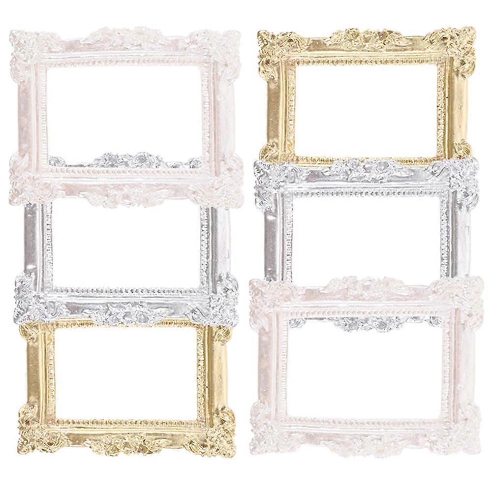 Mini Resin Photo Frame for DIY Crafts with Delicate Carving Edges and Versatile Use 6 Pieces