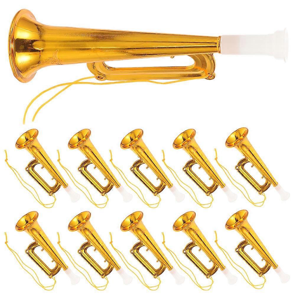 Golden ABS Small Toy Trumpet Set for Playing 15 Pieces Clear Sound Portable Lightweight
