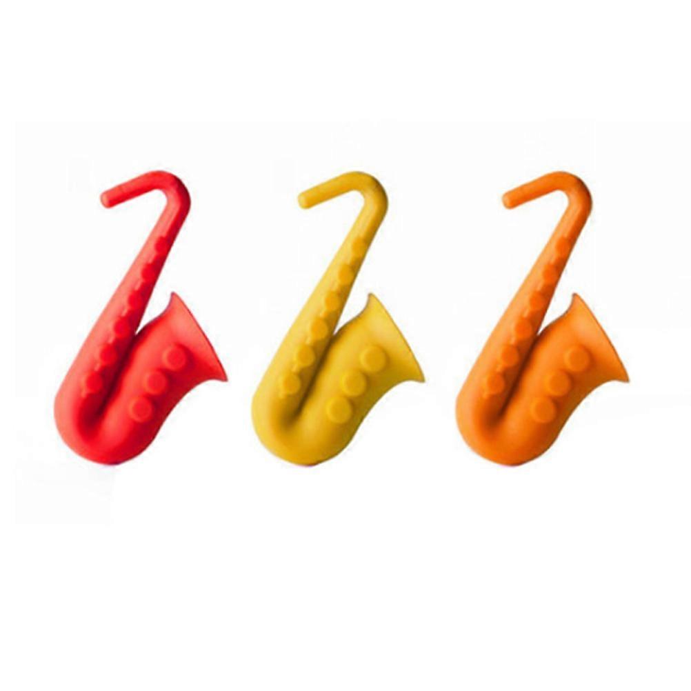 Silicone Kitchen Gadget Pot Cover Stopper for Preventing Overflow Spills Assorted Color Saxophone Shape 3pcs