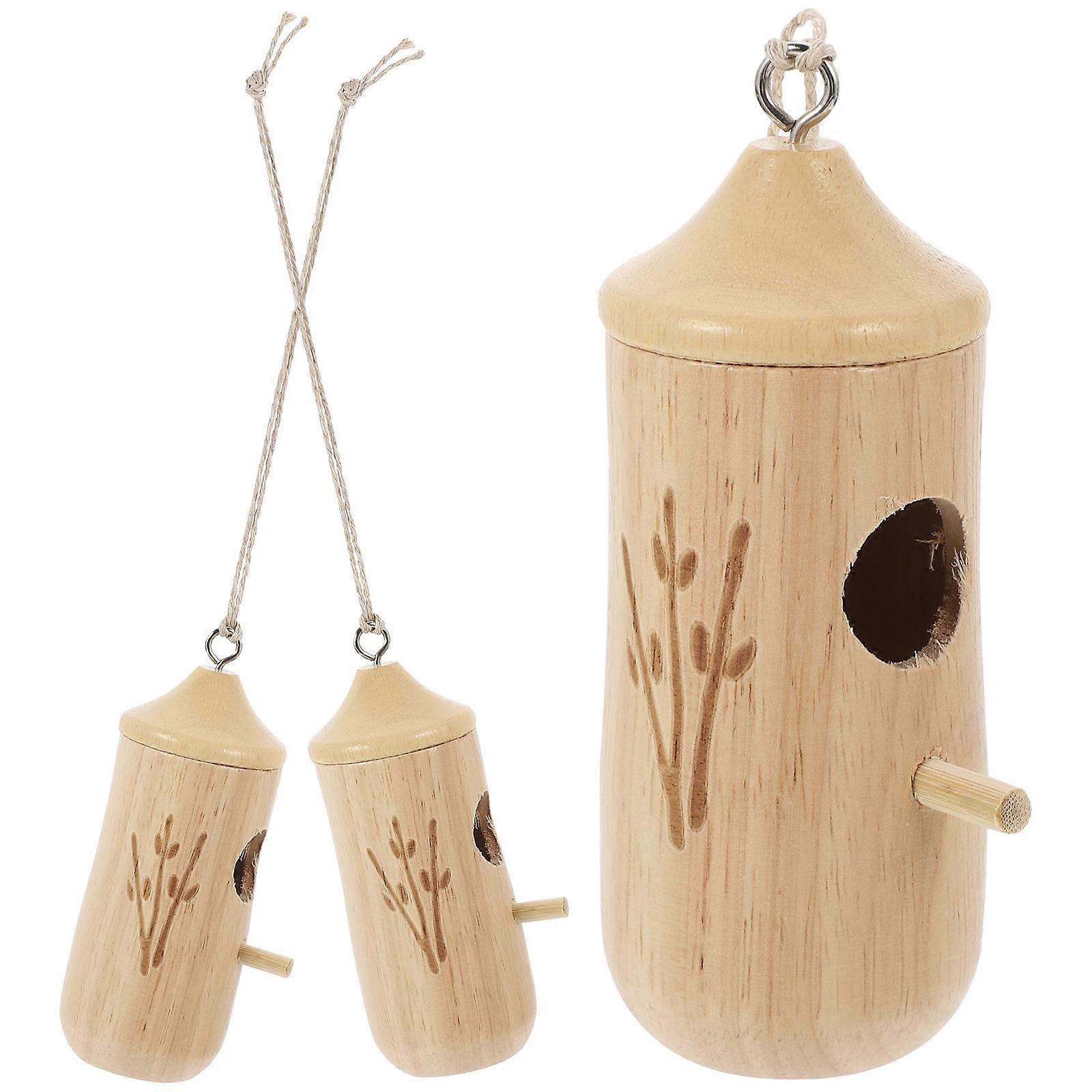 Hanging Bird House 3Pcs Outdoor Wooden Bird Nests For Pet Birds Spring Atmosphere 12X5CM Garden Decoration