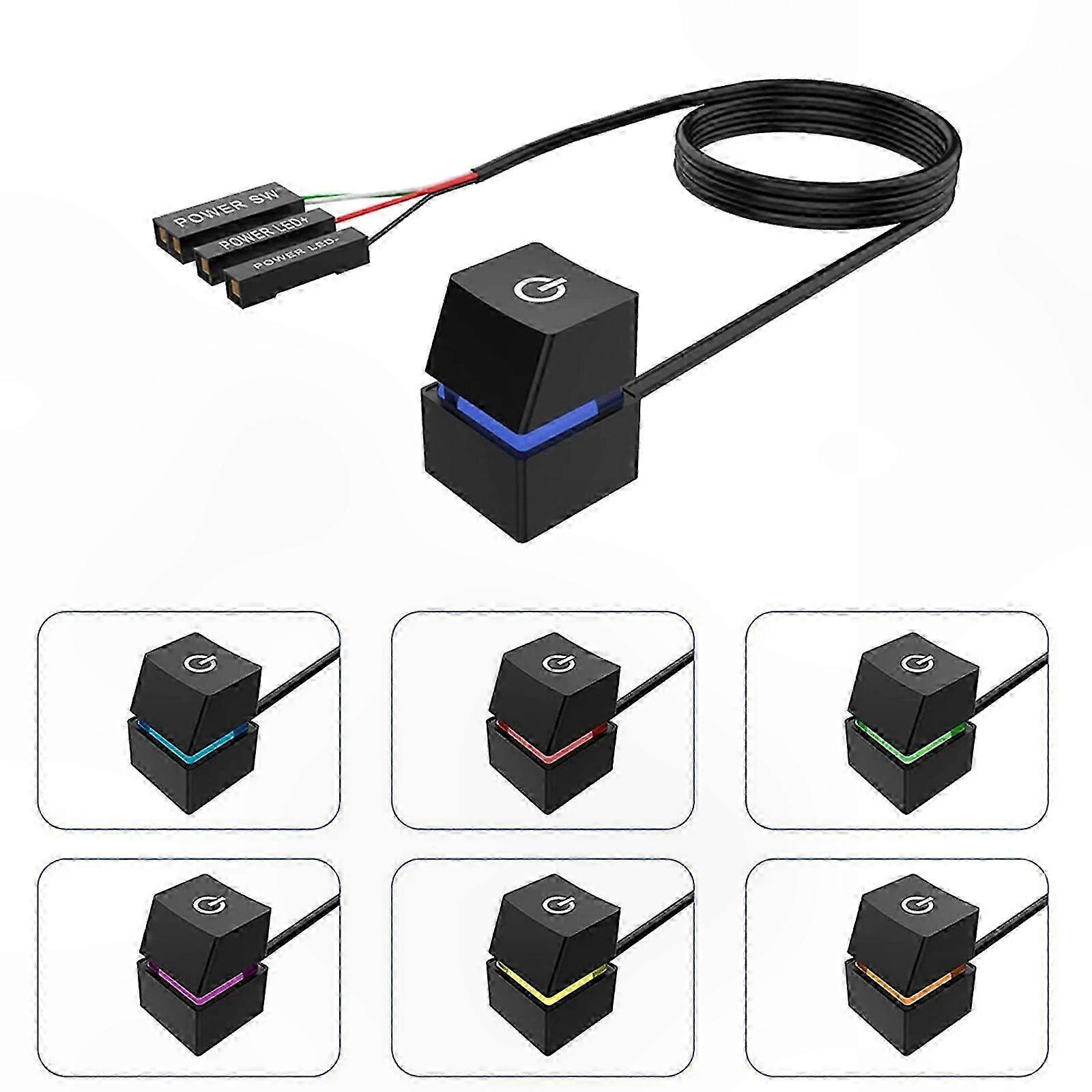 PC Power Button Desktop PC Computer for Case Power Switch On Off Push Computer Host Button Supply Supplies with 2m Cable