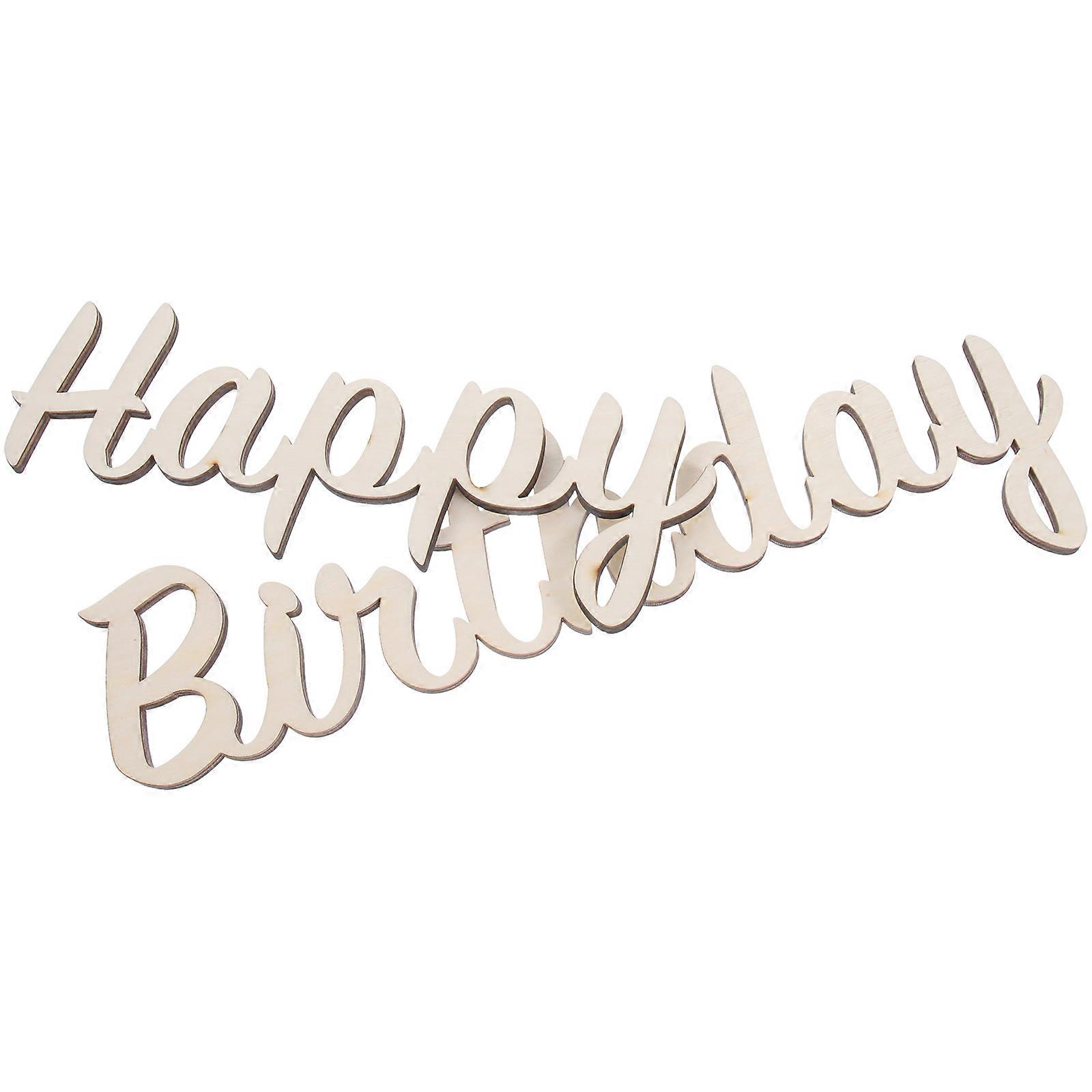 Happy Birthday Wood Wall Sticker for Decoration Khaki Color Easy to Install Proper Size
