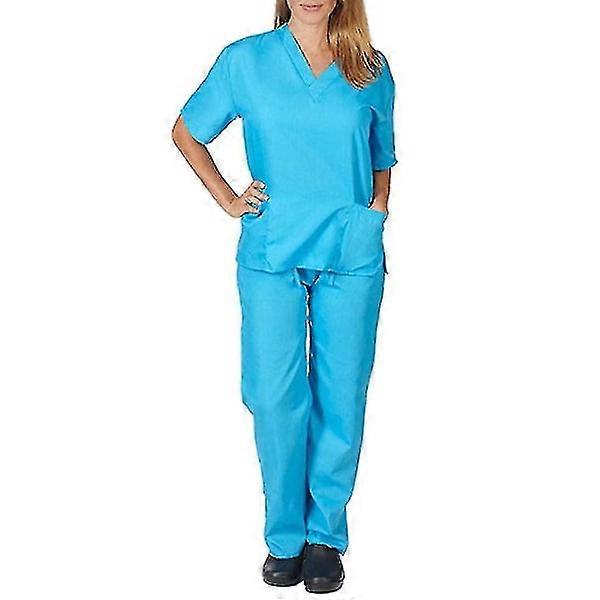 Doctor Nurse Unisex Scrub Set for medical use S Sky Blue
