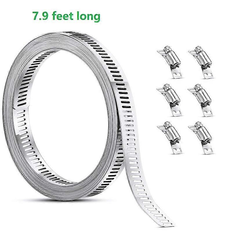 DIY Hose Clamp System 304 Stainless Steel Worm Gear Hose Clamps Large 7.9-16.4 FT Strip Fittings Ductwork Po le Mount Dropship
