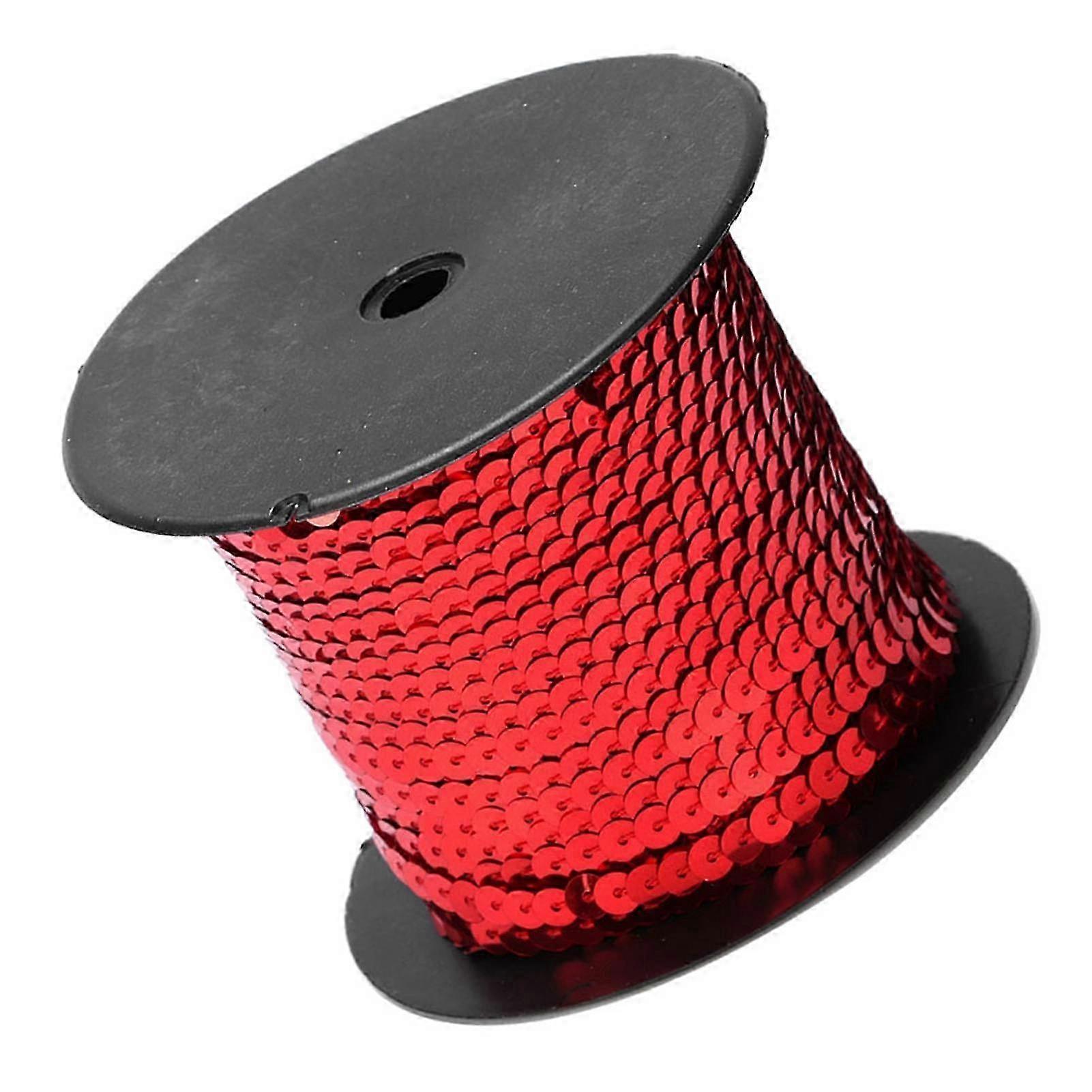 ZENGO Sequin String Decorative Accessory 6mm Red Plastic Resin Line 100 Yard/Roll