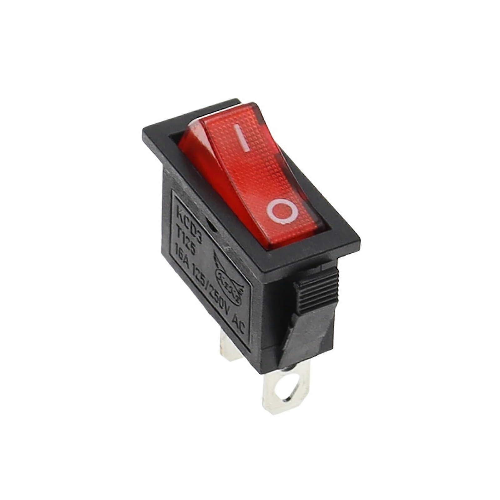 KCD3 220V ON/OFF SPST Toggle Switch Single Pole Single Throw 2 3 Positions 20A 125VAC With LED Light (Red 2Pin, 1PCS) 1PCS Red 2Pin