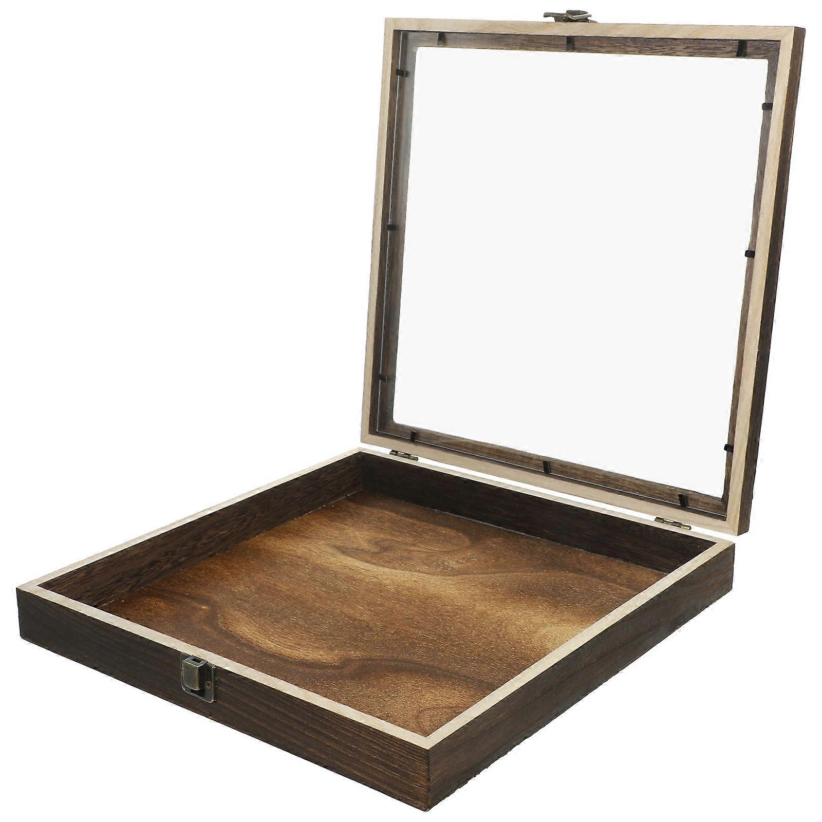 Wooden Display Box with Acrylic Material Light Brown Retro Style for Decoration Portable and Lightweight