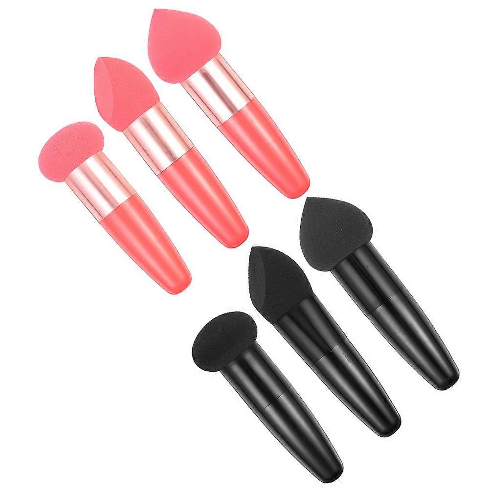 Beauty Makeup Puff Pens with Handle for Wet Dry Use Assorted Color Portable Cosmetics Tools 6pcs
