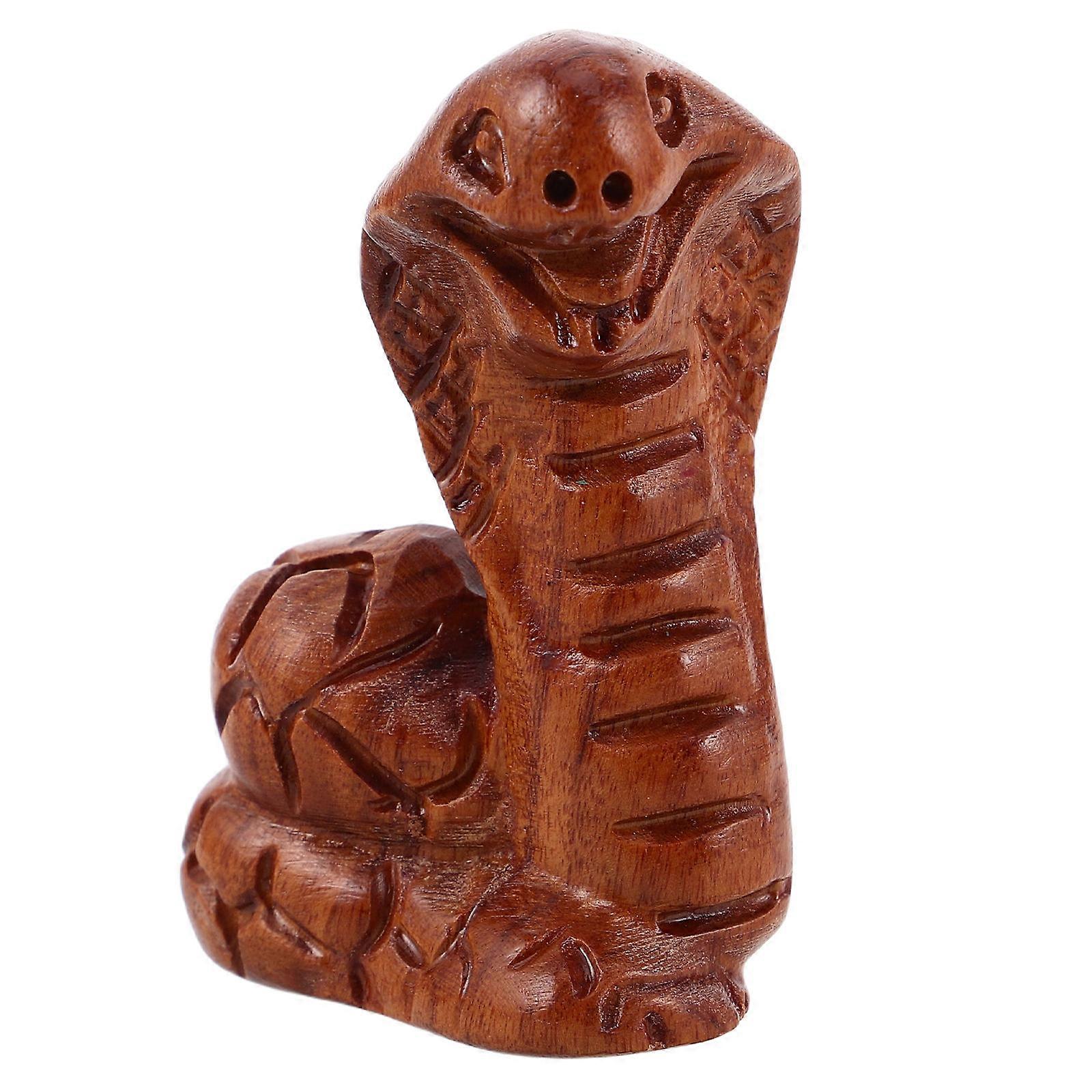 Hand Carved Mini Wood Snake Sculpture Zodiac Figurine Decorative Ornament for Home or Office
