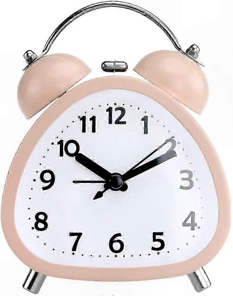 Compact Triangle Analog Alarm Clock with Backlight, Loud Twin Bell Alert for Deep Sleepers, Silent Operation for Bedroom or Office Use