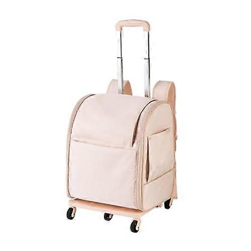 Pet carrier on wheels, multifunctional foldable trolley for cats and small pets, portable pet outing bag in pink