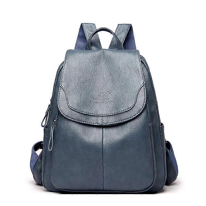 New retro women's handbag, summer, simple, soft leather, casual, simple, large capacity - Electric blue