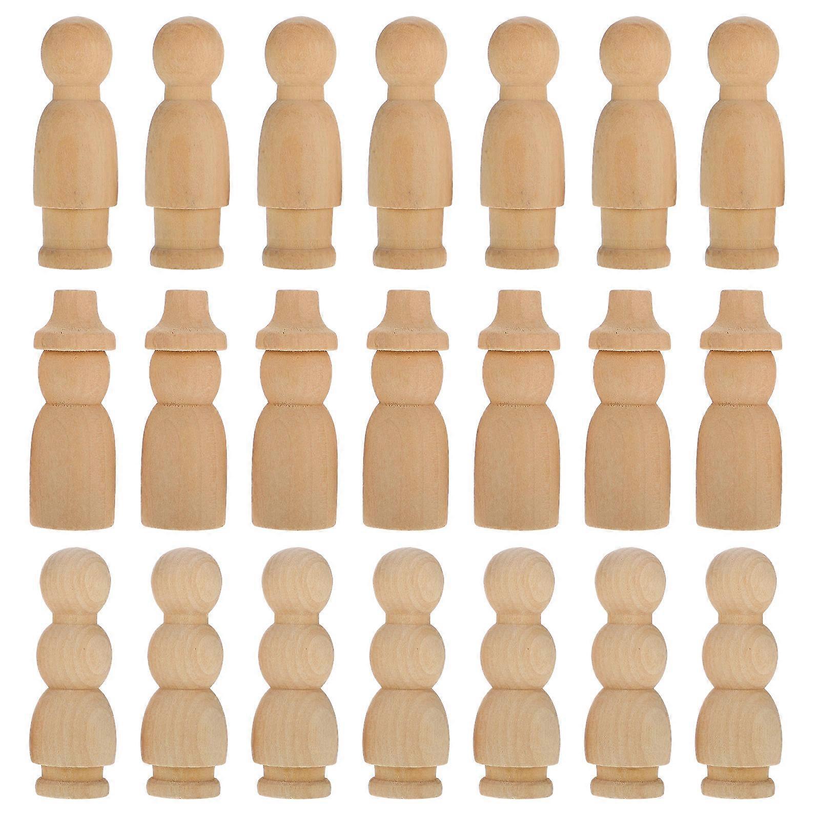 Unpainted Wooden Figurines Set Of 30Pcs Perfect For Handicrafts And DIY Painting Activities Light Yellow Color Figures For All Ages