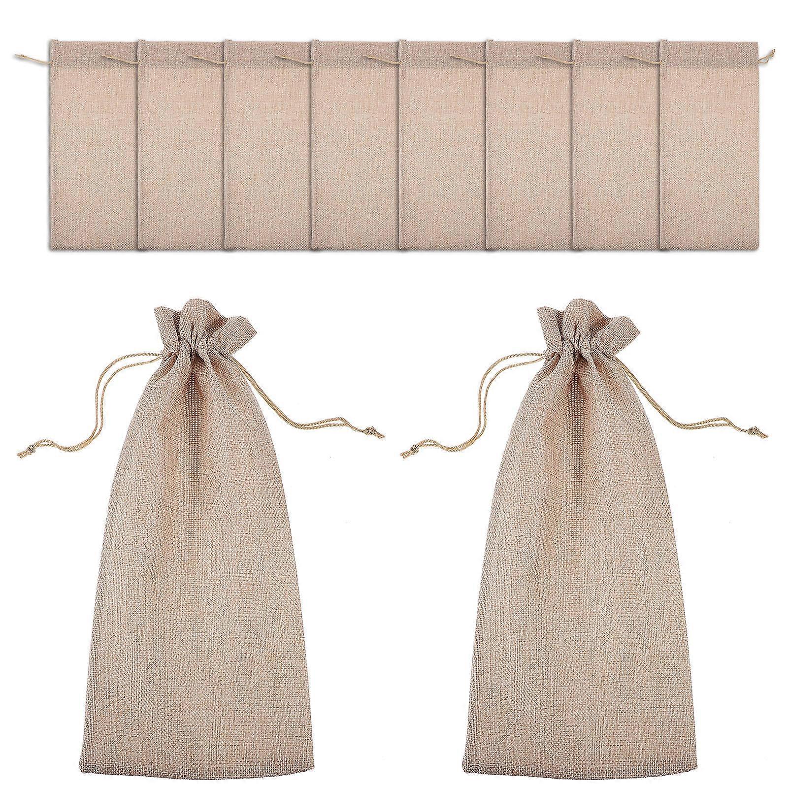 Beige Linen Gift Bags with Drawstring Closure for Secure and Versatile Storage 10pcs