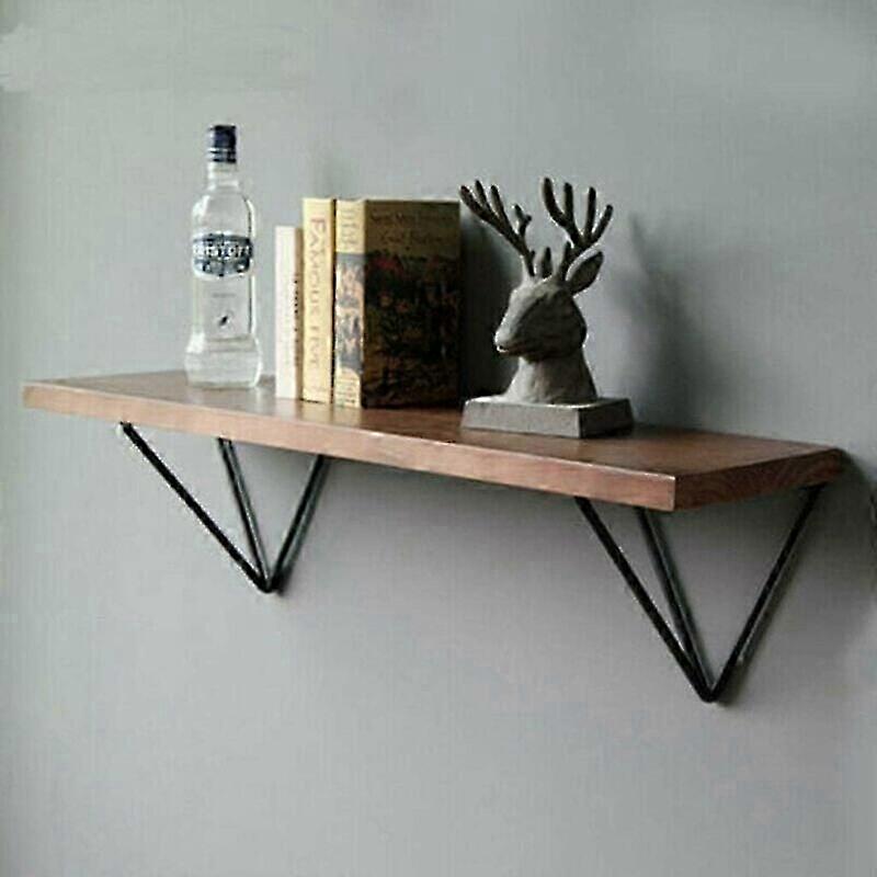 Set of 2 triangular mid-century geometric prism metal shelf brackets - Black - Thick - Wall bracket