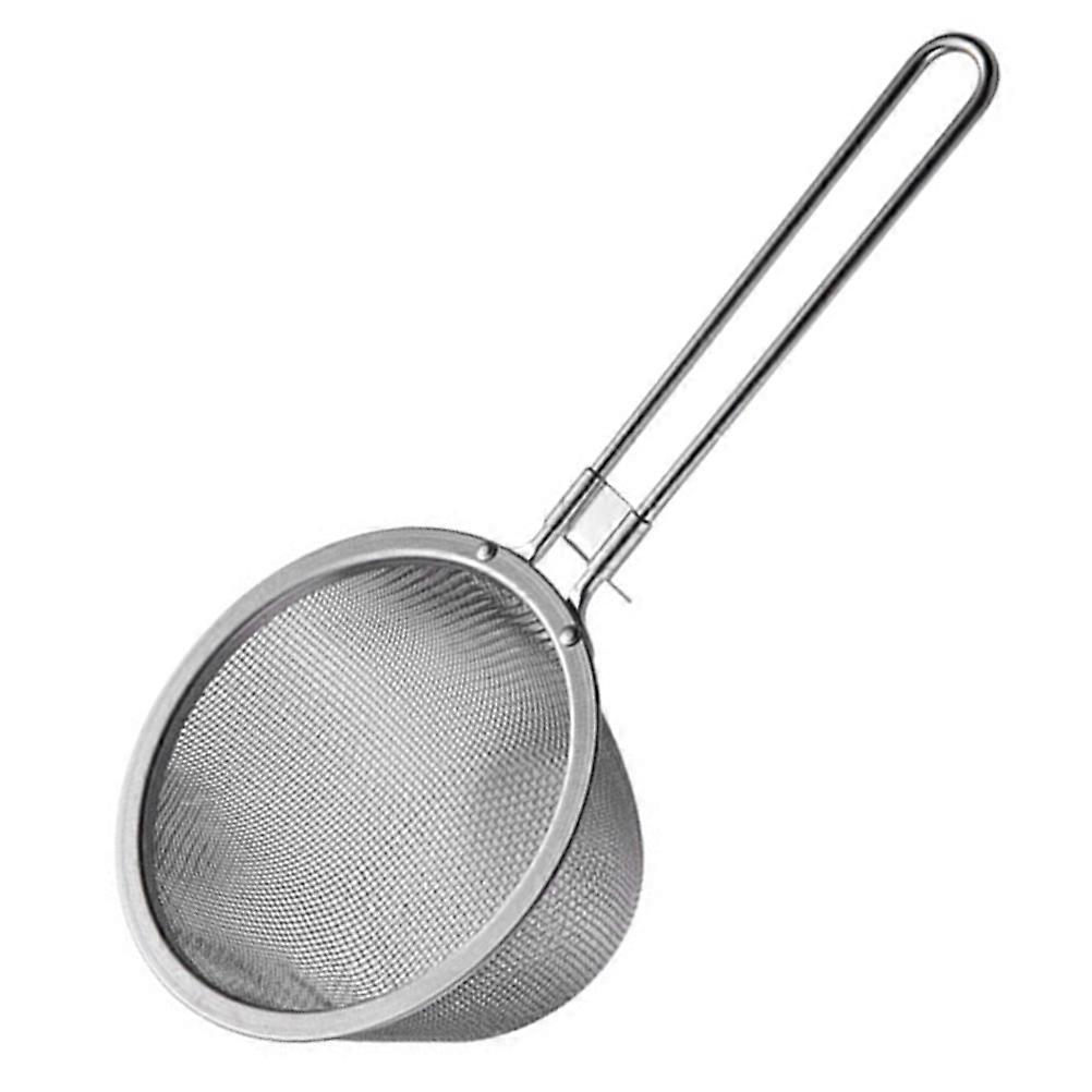 Handheld Strainer with Handle for Filtering and Liquid Drainage Stainless Steel Colander in Silver 1Set