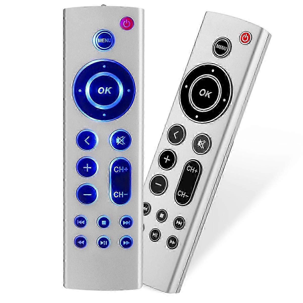 2pcs Universal Replacement Remote for TV 4K/ 2 3 4/ HD A2843 A2737 A2169,No Voice No with Blue Backl